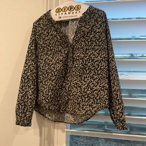 Green, black and white/tan floral Women's Top
